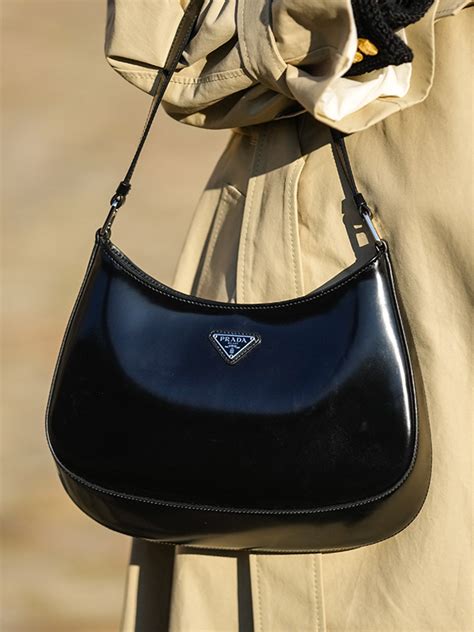 prada triangle logo brushed shiulder bag dupe|Prada cleo bags dupe.